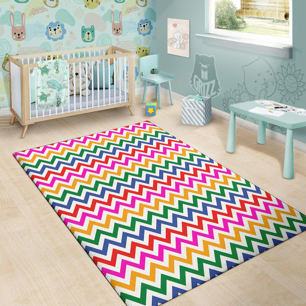 Rainbow LGBT Zigzag Print Pattern Floor Mat-grizzshop