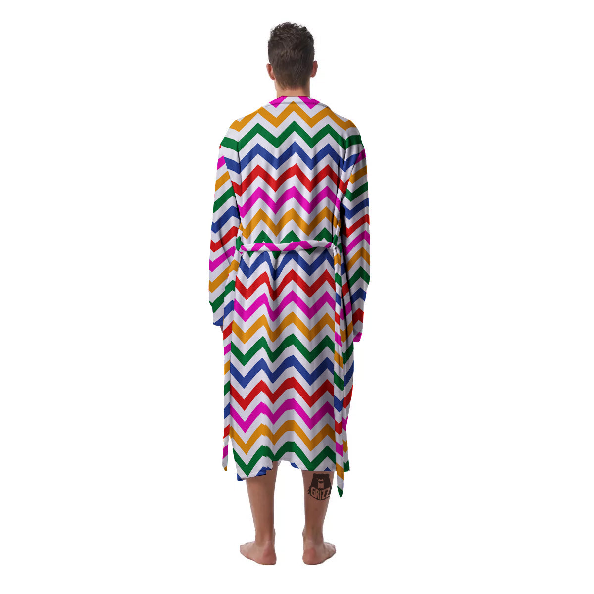 Rainbow LGBT Zigzag Print Pattern Men's Robe-grizzshop