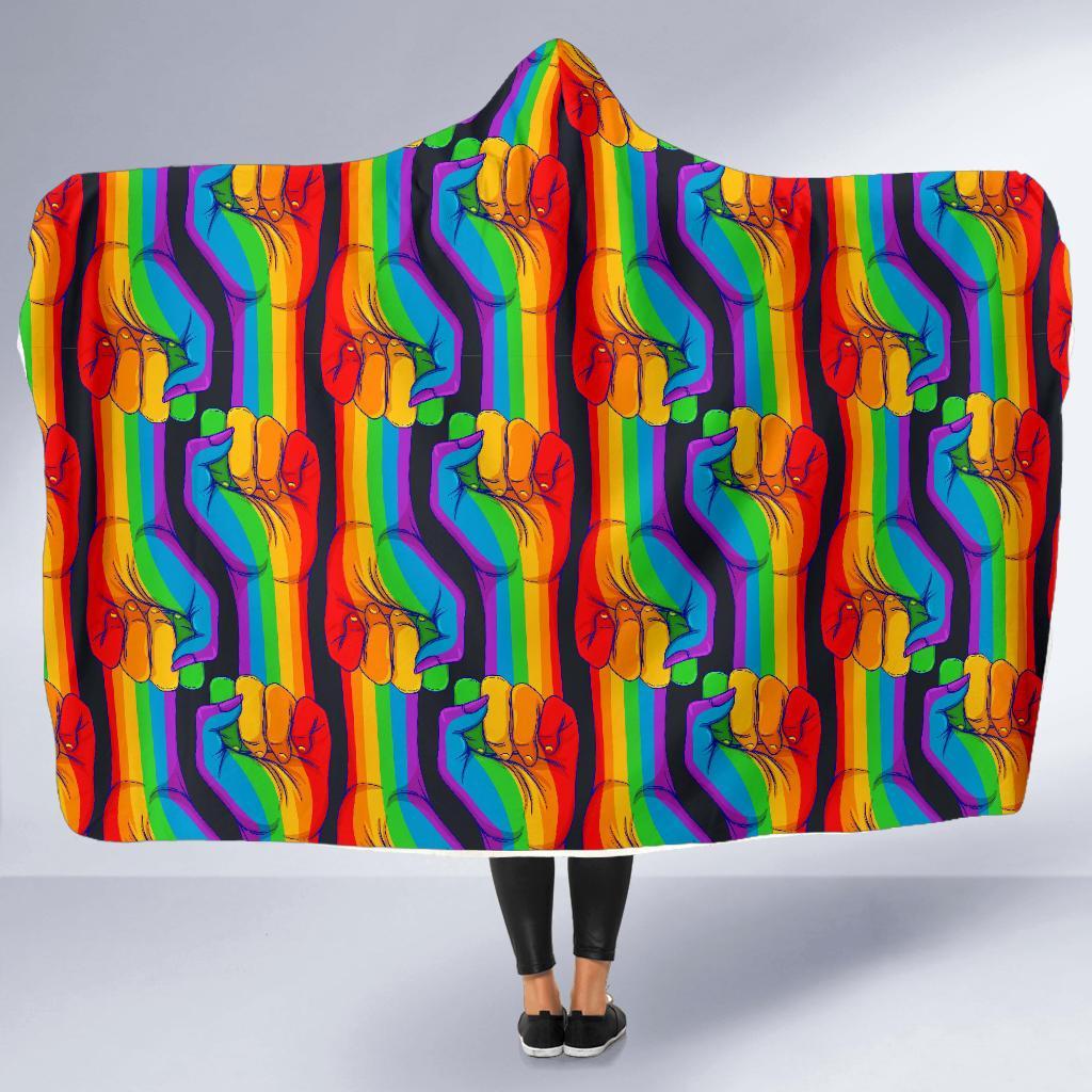 Rainbow Lgbt Patterm Print Hooded Blanket-grizzshop