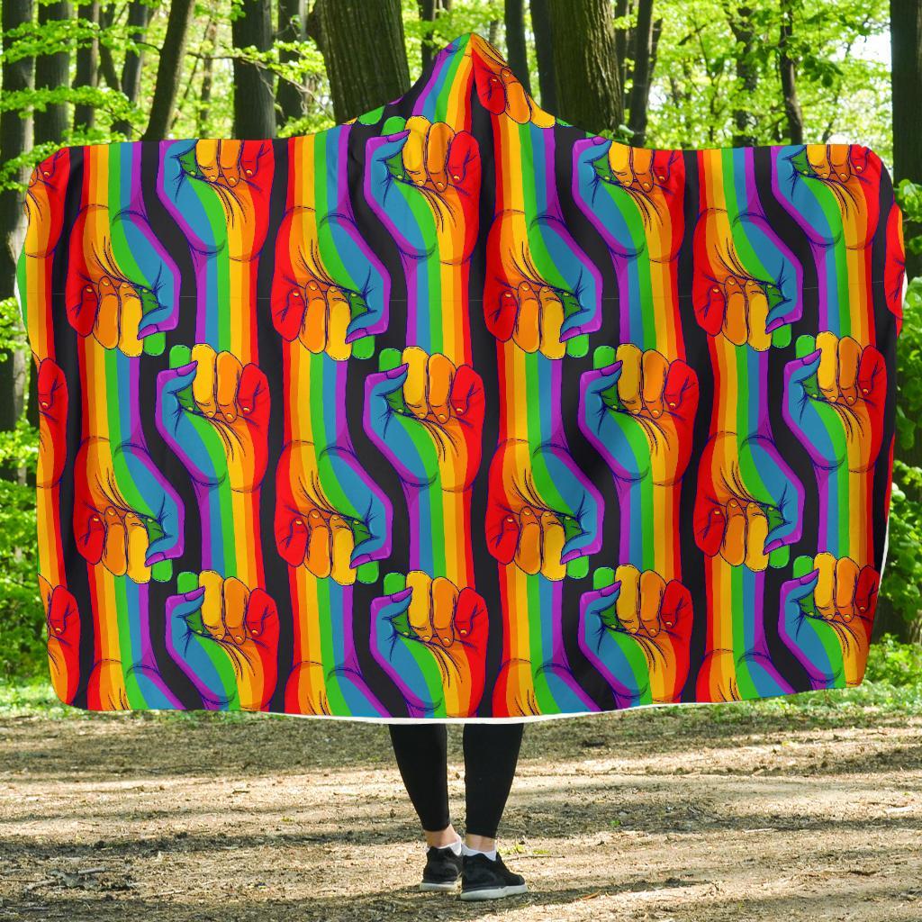 Rainbow Lgbt Patterm Print Hooded Blanket-grizzshop