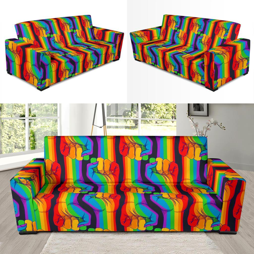 Rainbow Lgbt Patterm Print Sofa Covers-grizzshop