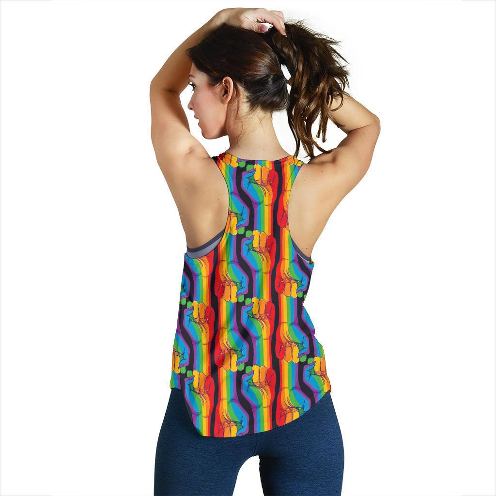 Rainbow Lgbt Pride Pattern Print Racerback Tank Tops-grizzshop