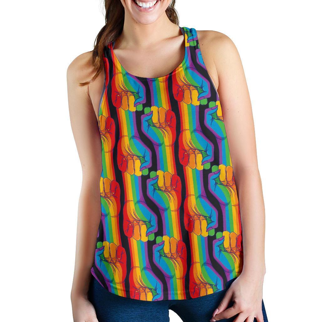 Rainbow Lgbt Pride Pattern Print Racerback Tank Tops-grizzshop
