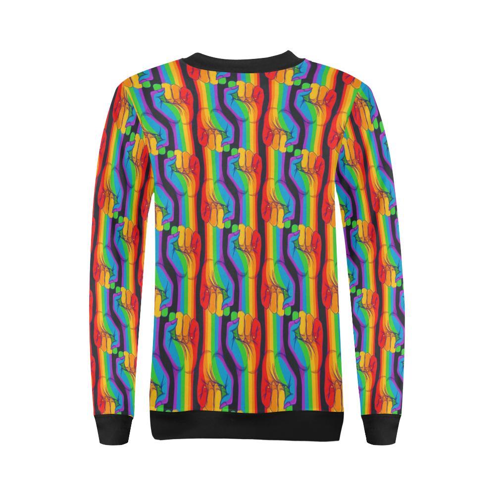 Rainbow Lgbt Pride Pattern Print Women Crewneck Sweatshirt-grizzshop