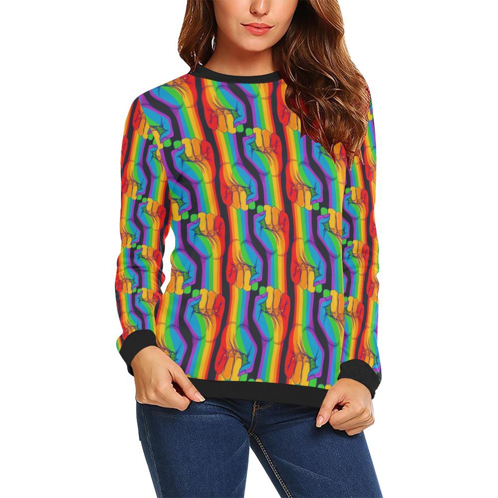 Rainbow Lgbt Pride Pattern Print Women Crewneck Sweatshirt-grizzshop