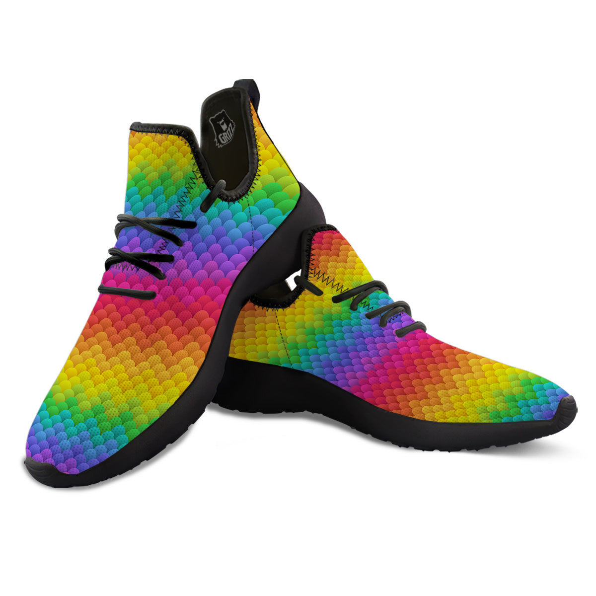 Rainbow Light Blobs Print Pattern Black Athletic Shoes-grizzshop