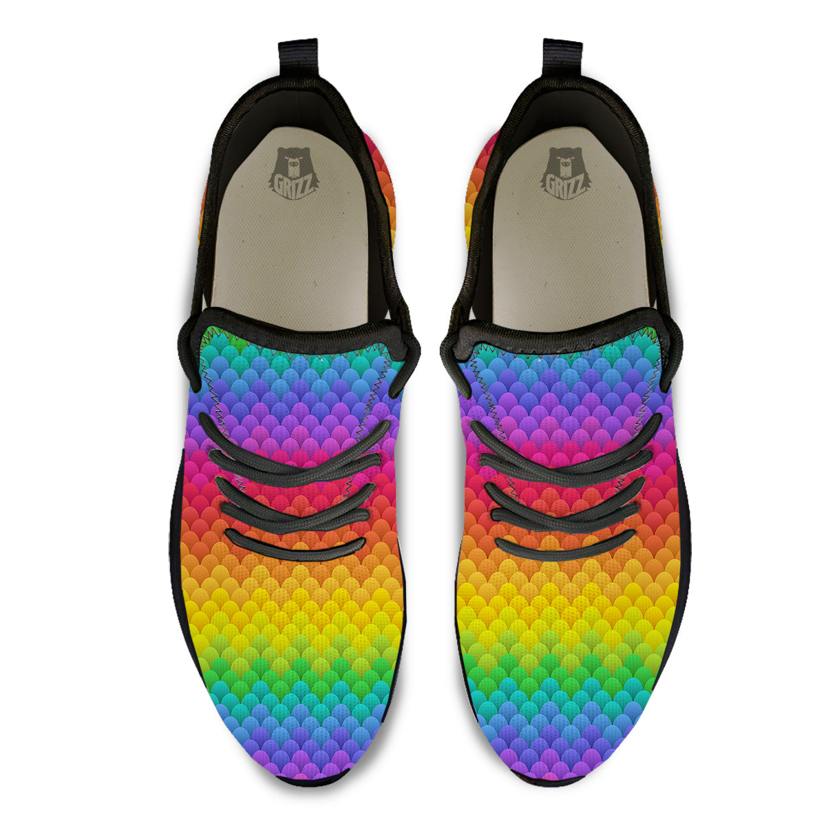 Rainbow Light Blobs Print Pattern Black Athletic Shoes-grizzshop