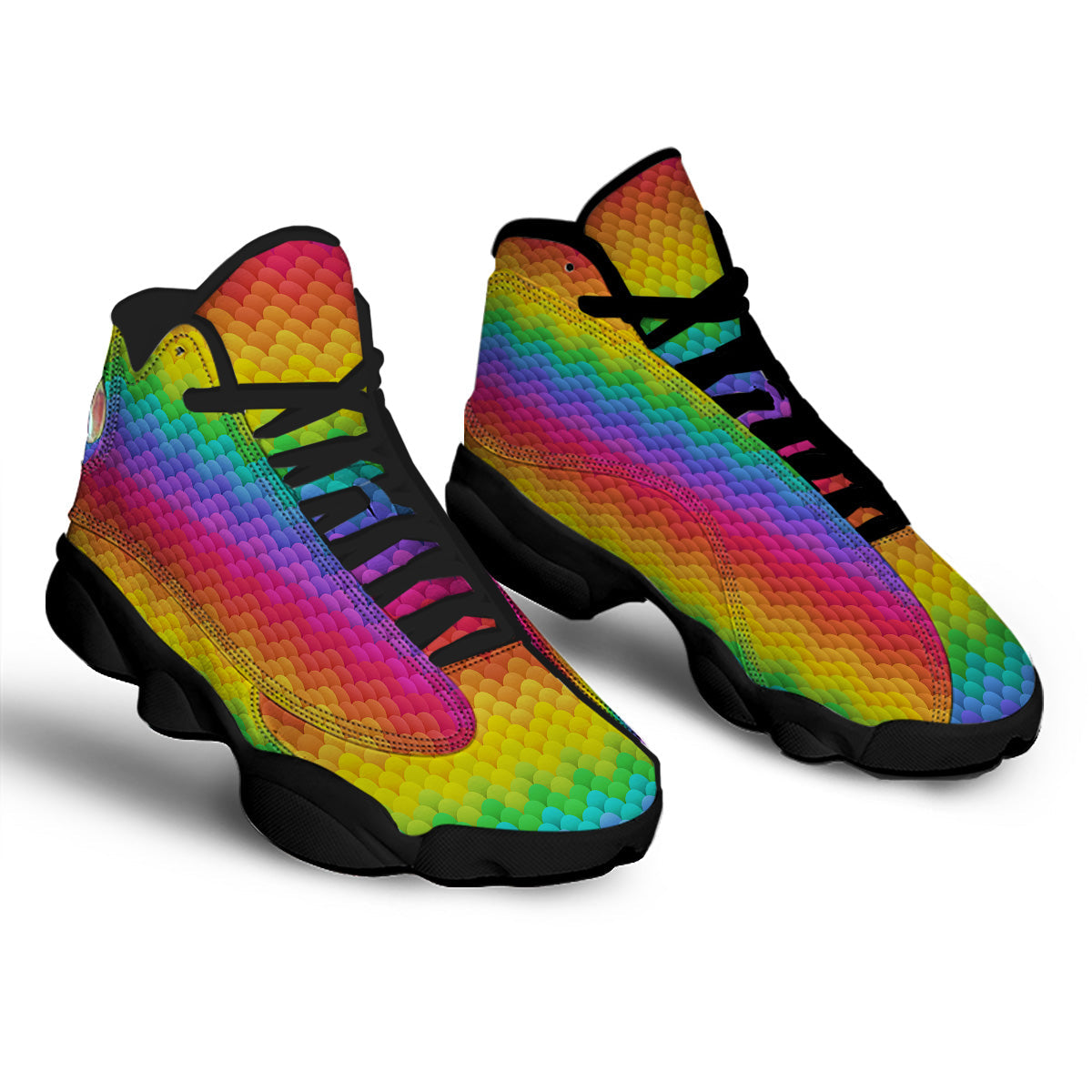Rainbow Light Blobs Print Pattern Black Basketball Shoes-grizzshop