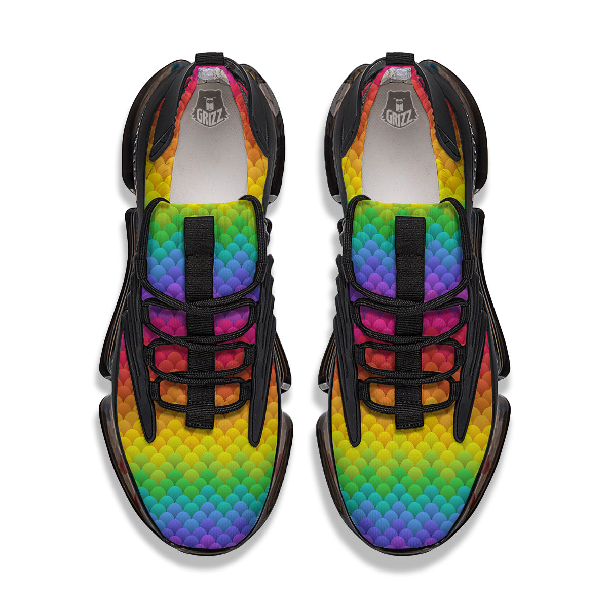 Rainbow Light Blobs Print Pattern Black Gym Shoes-grizzshop