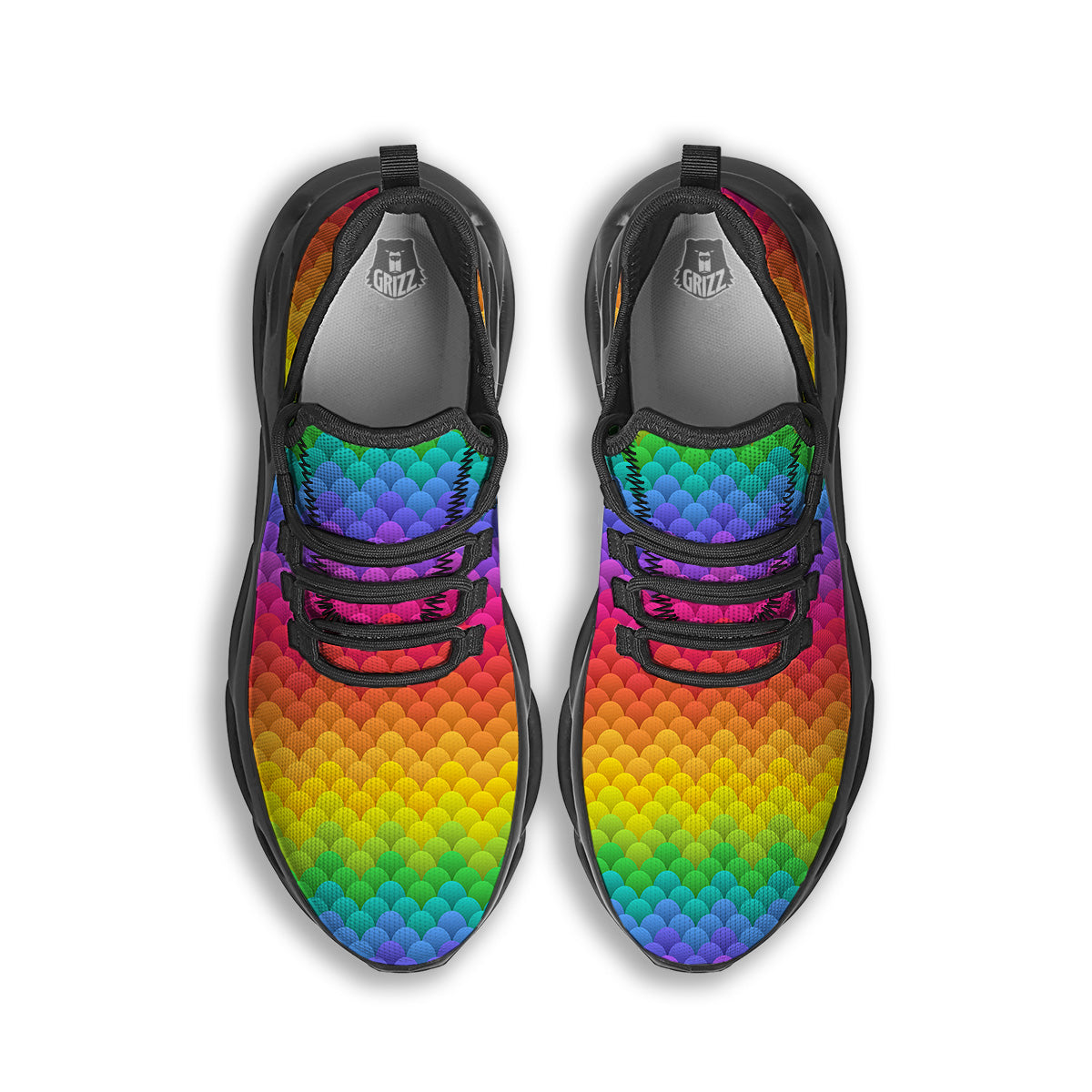Rainbow Light Blobs Print Pattern Black Running Shoes-grizzshop
