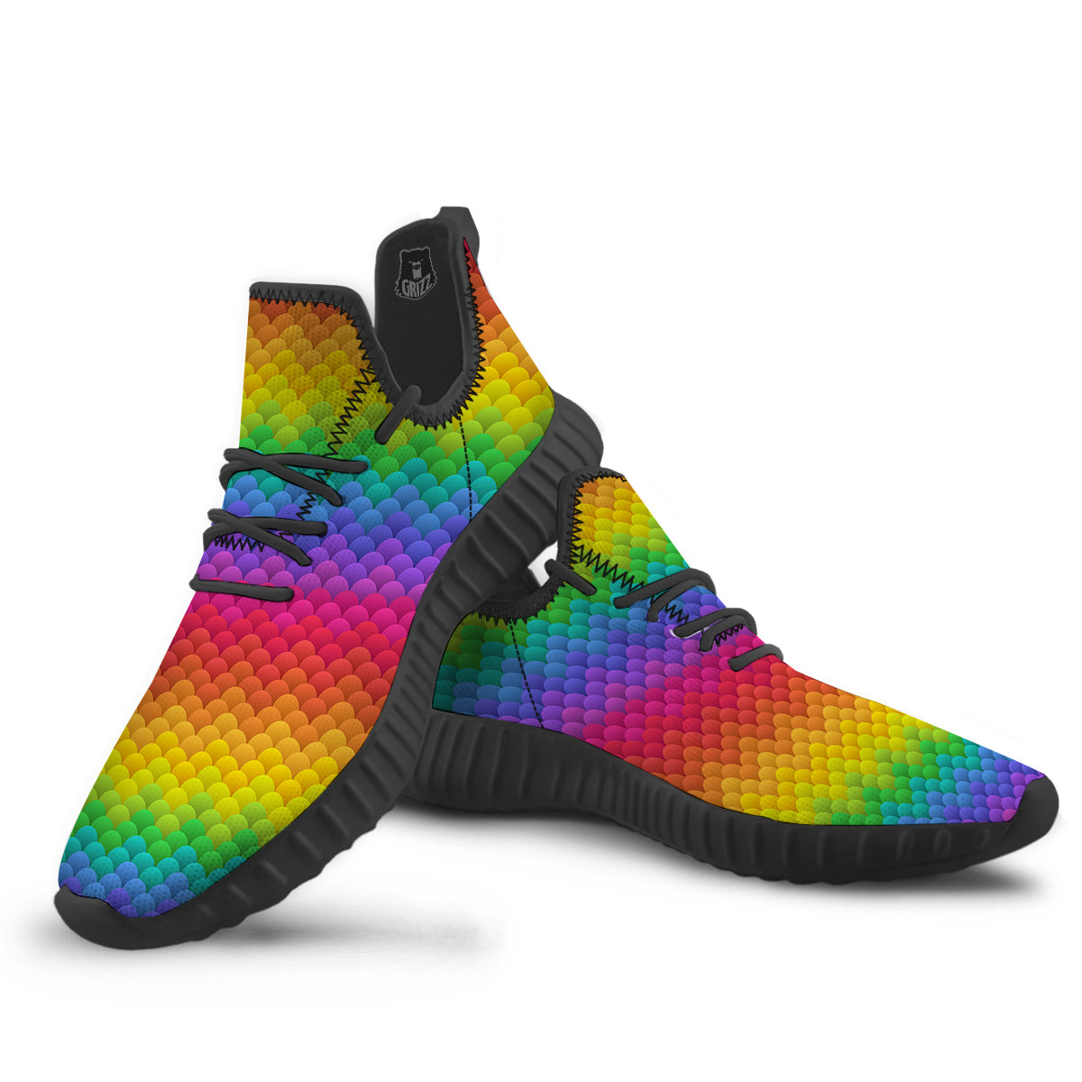Rainbow Light Blobs Print Pattern Black Walking Shoes-grizzshop
