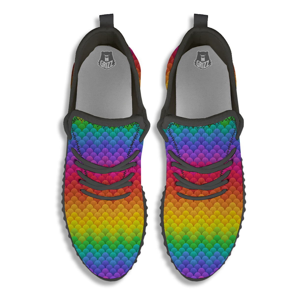 Rainbow Light Blobs Print Pattern Black Walking Shoes-grizzshop