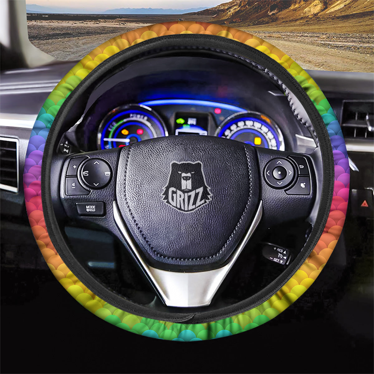 Rainbow Light Blobs Print Pattern Car Steering Wheel Cover-grizzshop