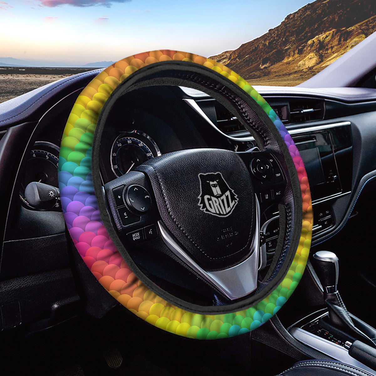 Rainbow Light Blobs Print Pattern Car Steering Wheel Cover-grizzshop