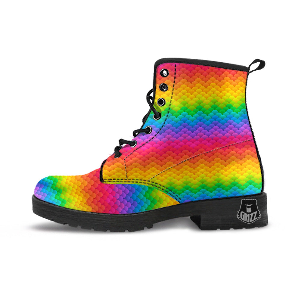 Rainbow Light Blobs Print Pattern Leather Boots-grizzshop