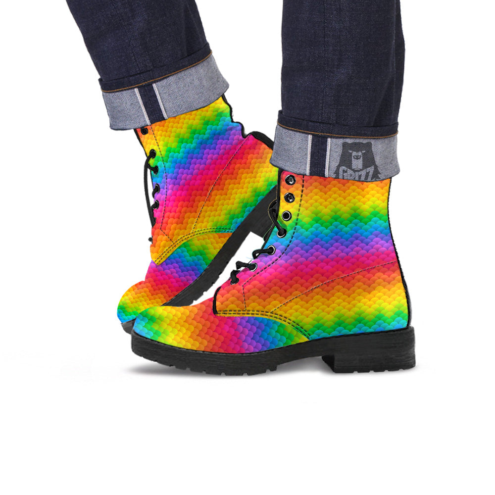 Rainbow Light Blobs Print Pattern Leather Boots-grizzshop
