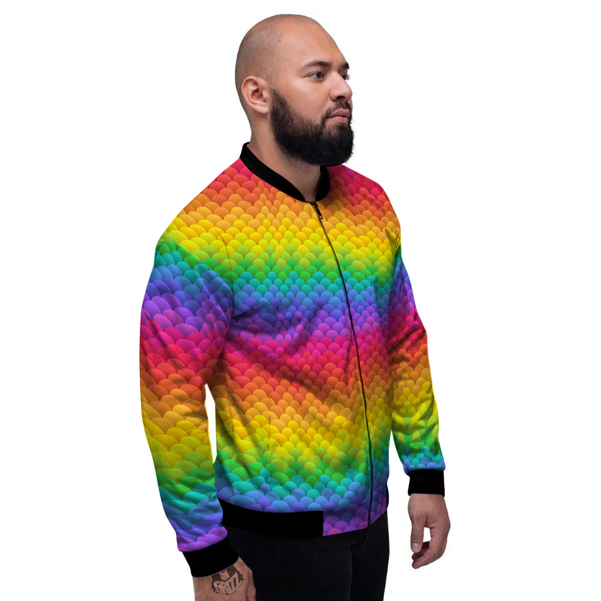 Rainbow Light Blobs Print Pattern Men's Bomber Jacket-grizzshop
