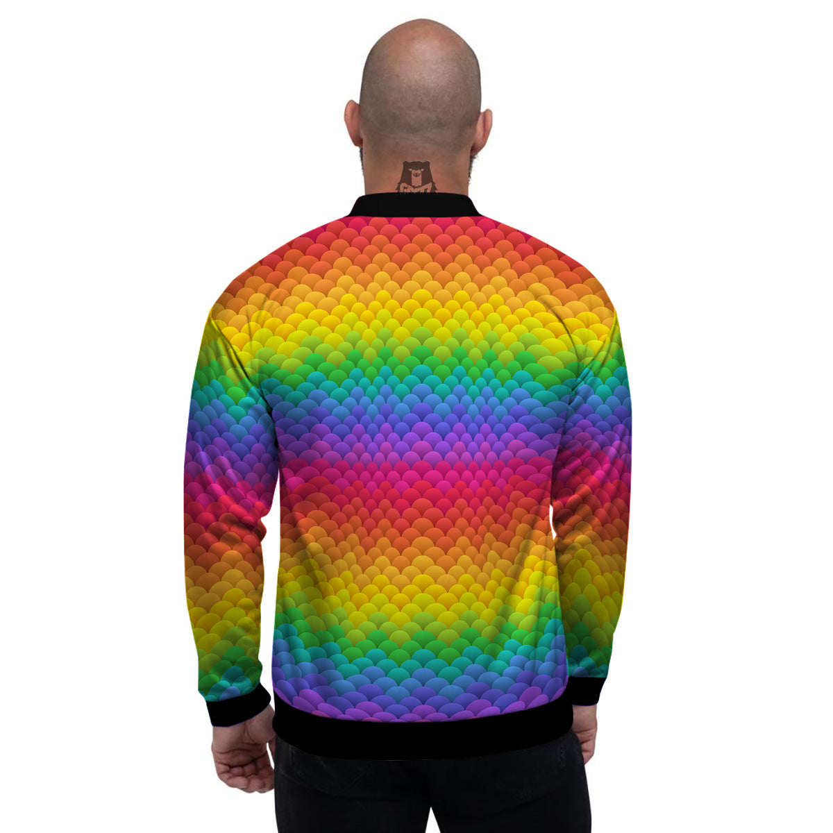 Rainbow Light Blobs Print Pattern Men's Bomber Jacket-grizzshop