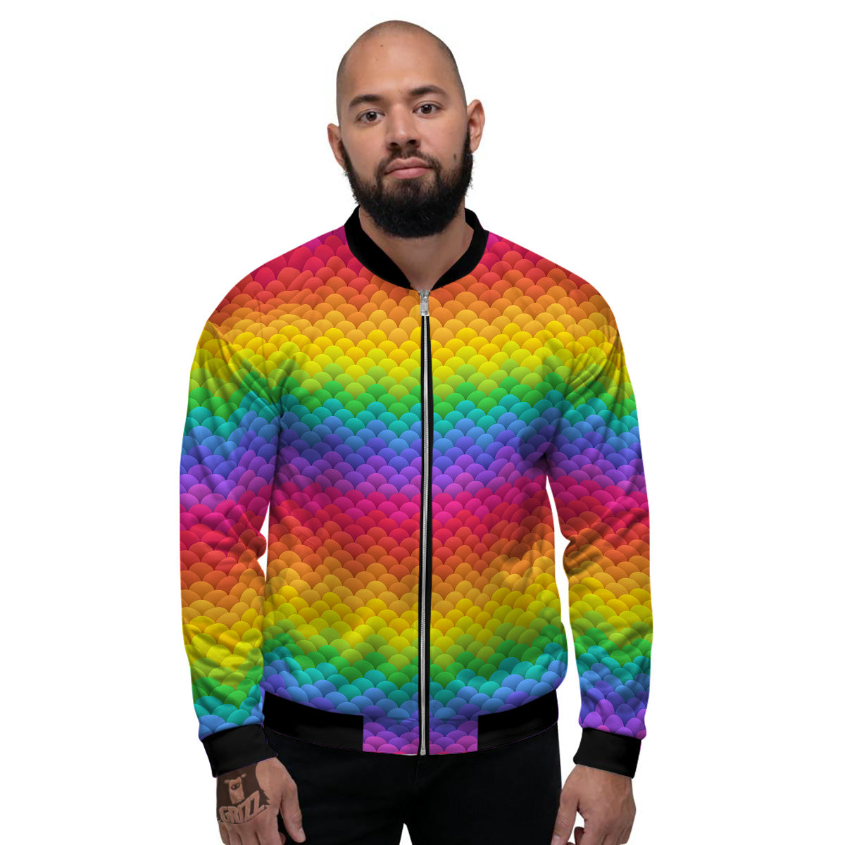 Rainbow Light Blobs Print Pattern Men's Bomber Jacket-grizzshop
