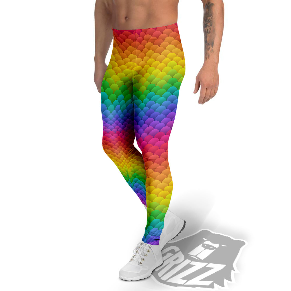 Rainbow Light Blobs Print Pattern Men's Leggings-grizzshop