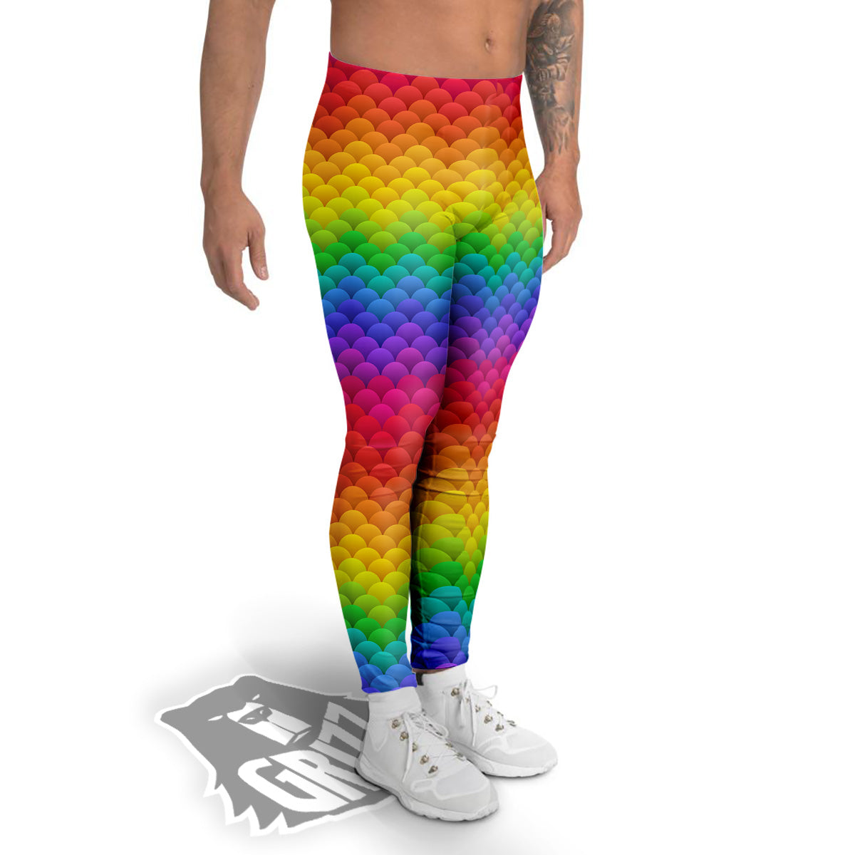 Rainbow Light Blobs Print Pattern Men's Leggings-grizzshop