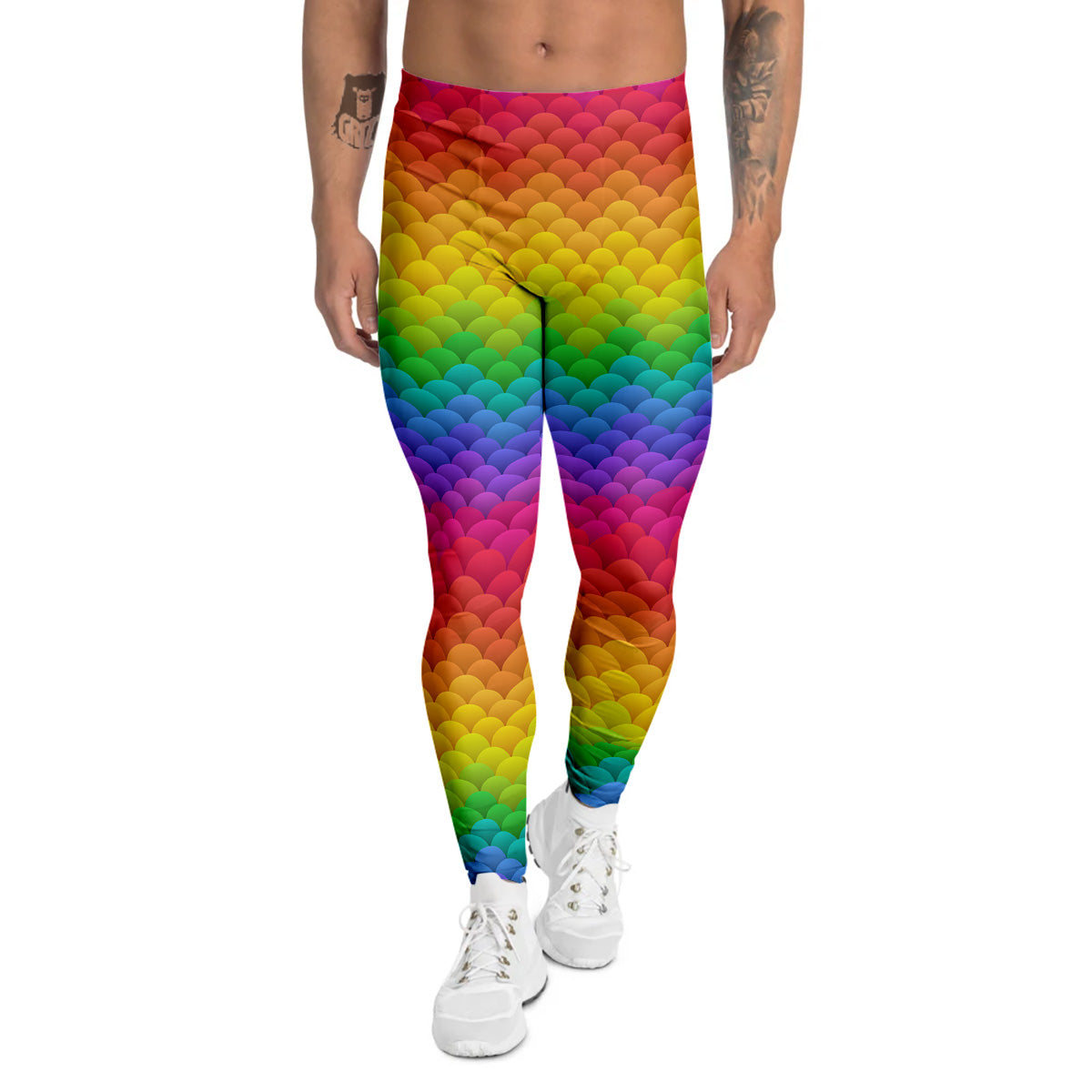 Rainbow Light Blobs Print Pattern Men's Leggings-grizzshop