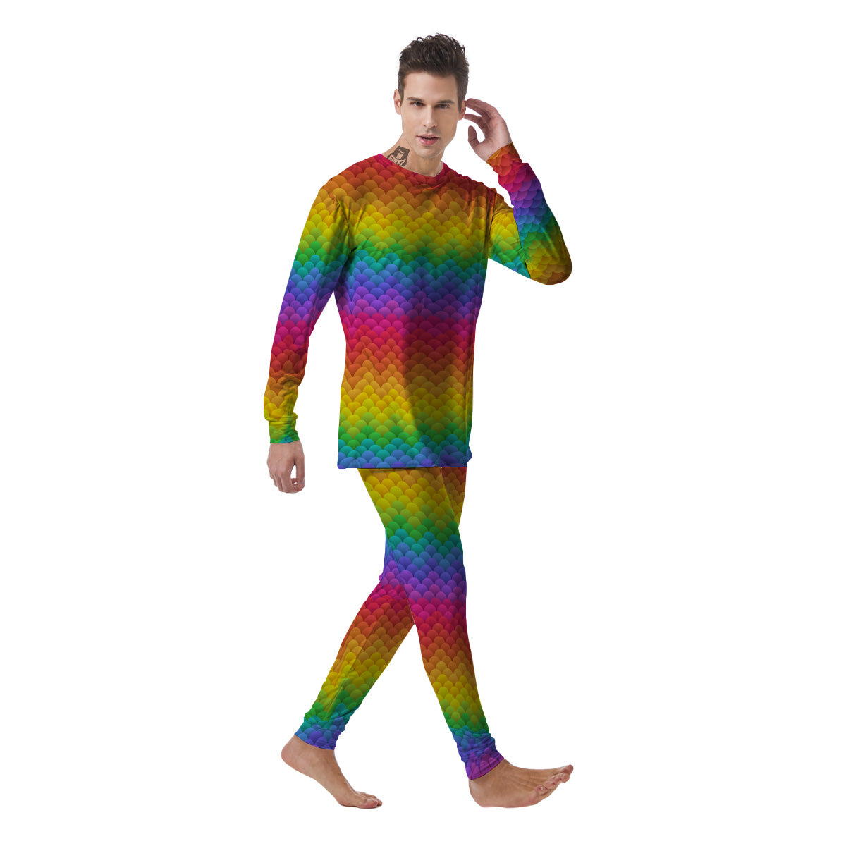 Rainbow Light Blobs Print Pattern Men's Pajamas-grizzshop