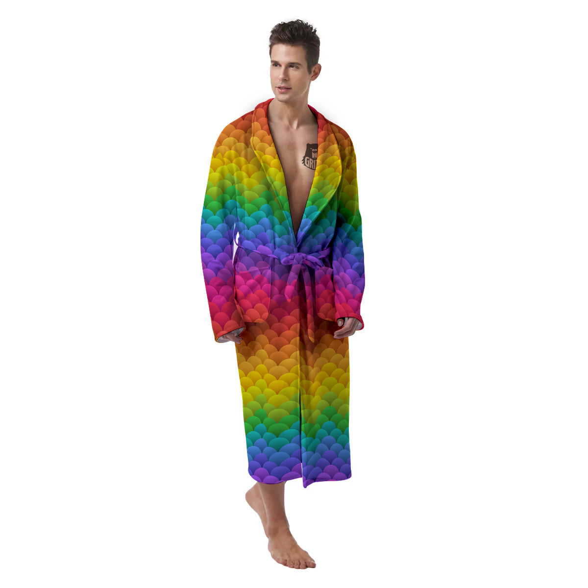 Rainbow Light Blobs Print Pattern Men's Robe-grizzshop