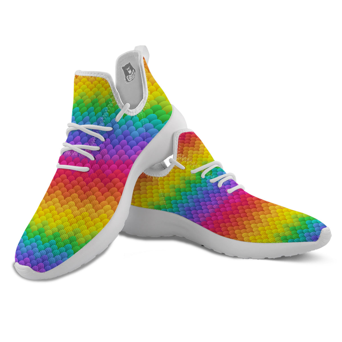 Rainbow Light Blobs Print Pattern White Athletic Shoes-grizzshop
