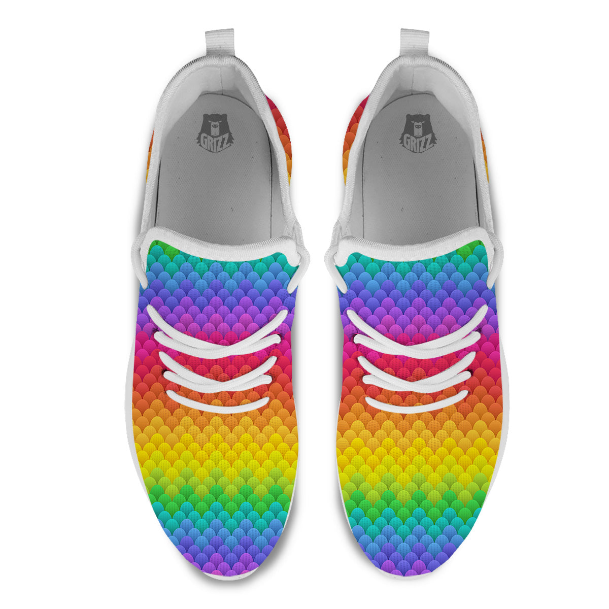 Rainbow Light Blobs Print Pattern White Athletic Shoes-grizzshop