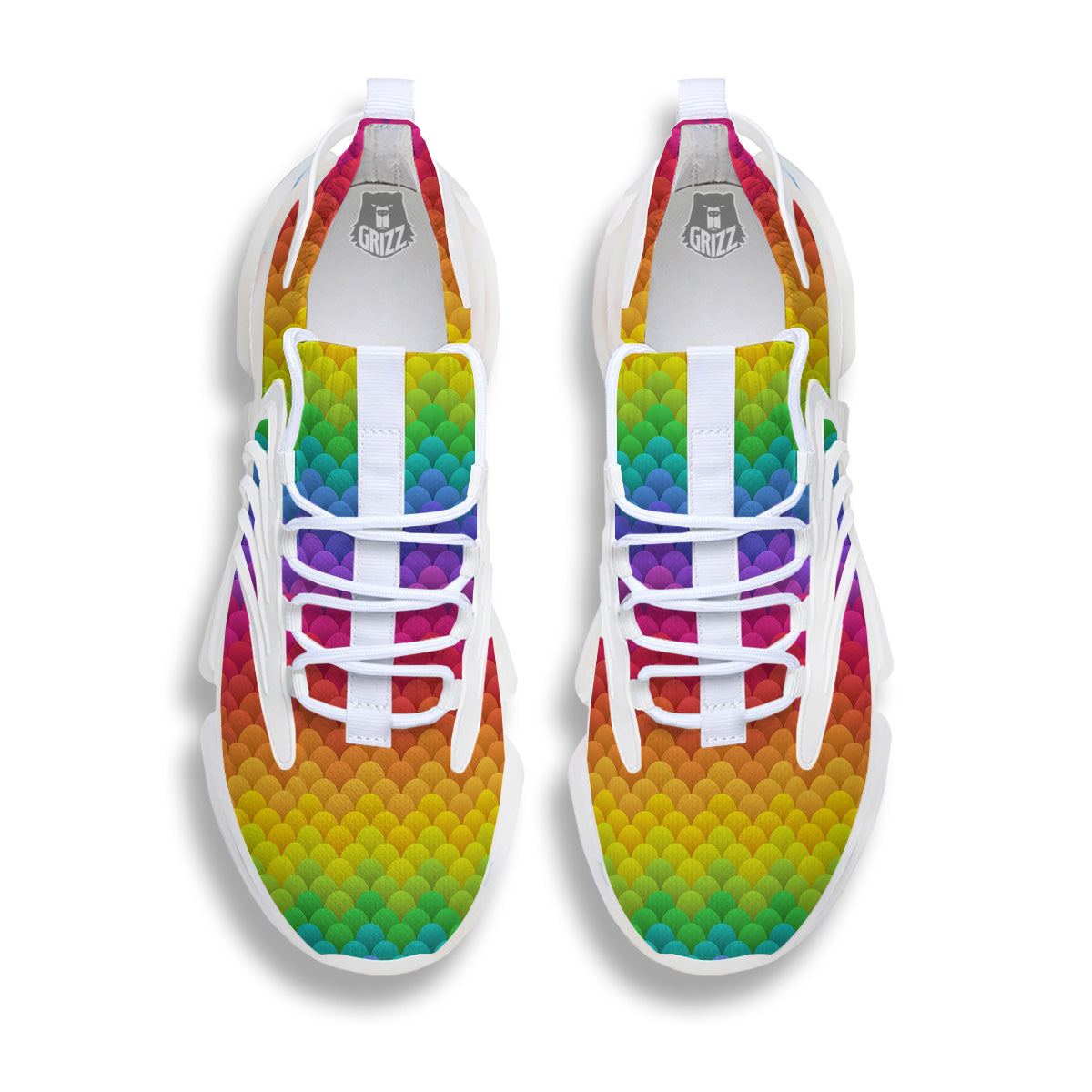 Rainbow Light Blobs Print Pattern White Gym Shoes-grizzshop