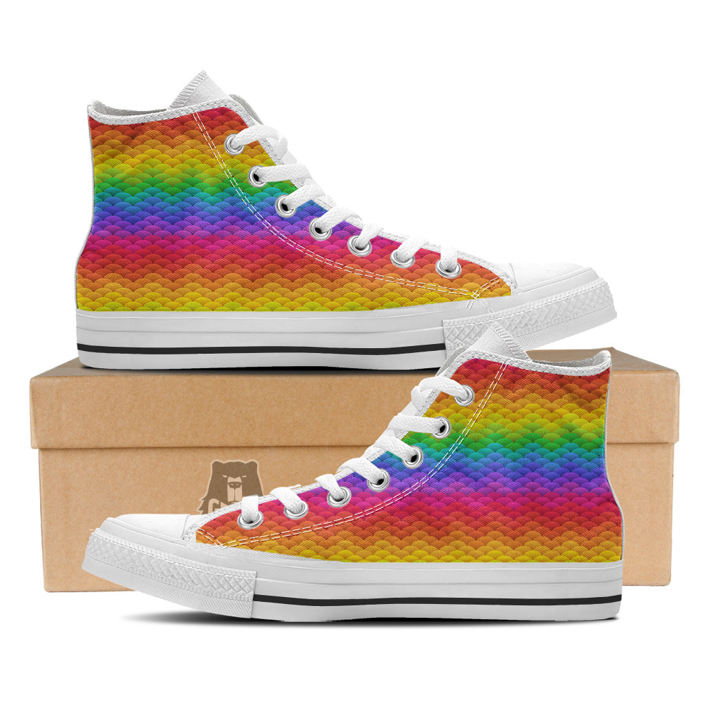 Rainbow Light Blobs Print Pattern White High Top Shoes-grizzshop