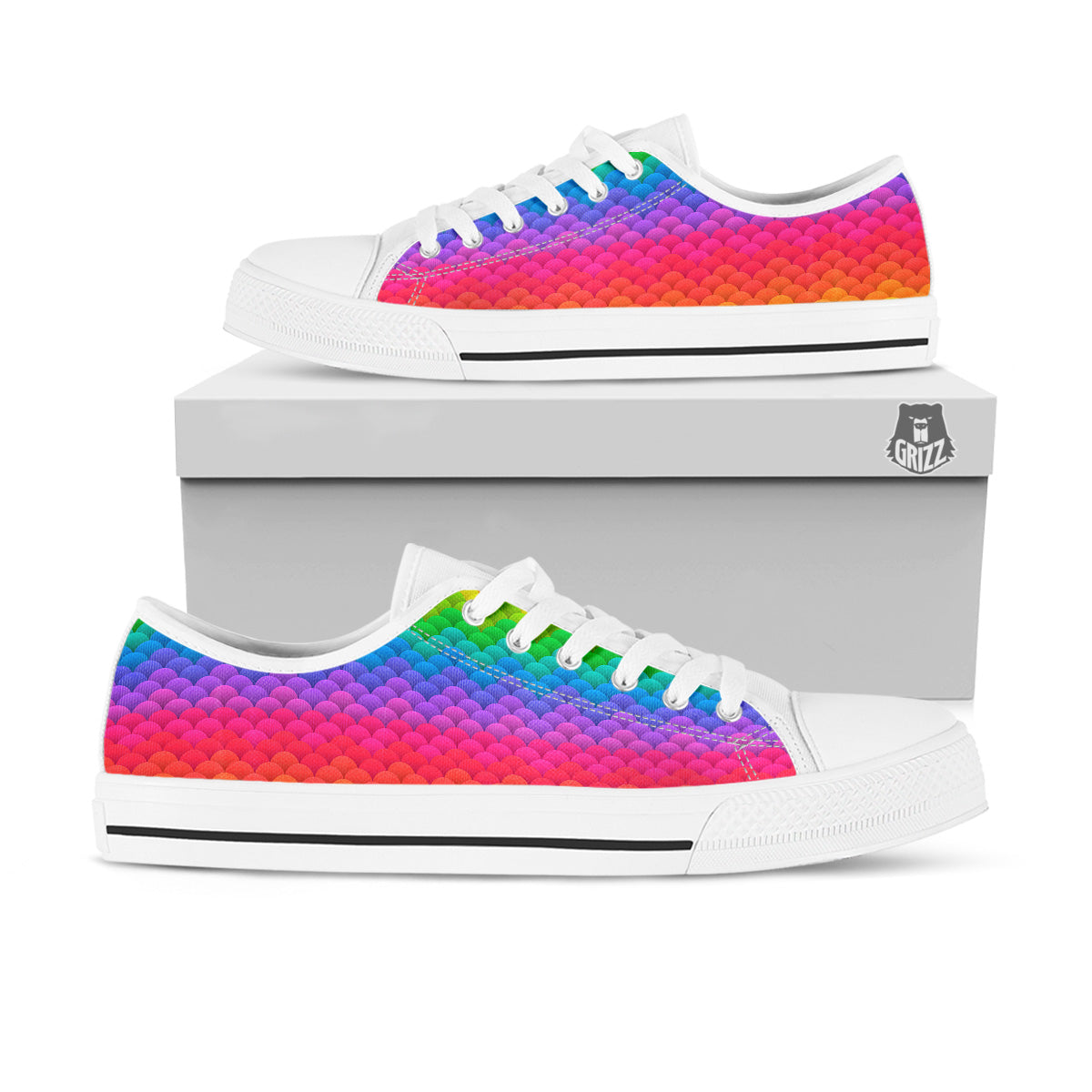Rainbow Light Blobs Print Pattern White Low Top Shoes-grizzshop