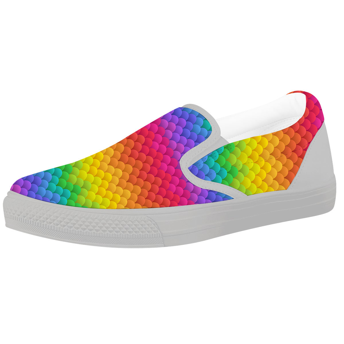 Rainbow Light Blobs Print Pattern White Slip On Shoes-grizzshop