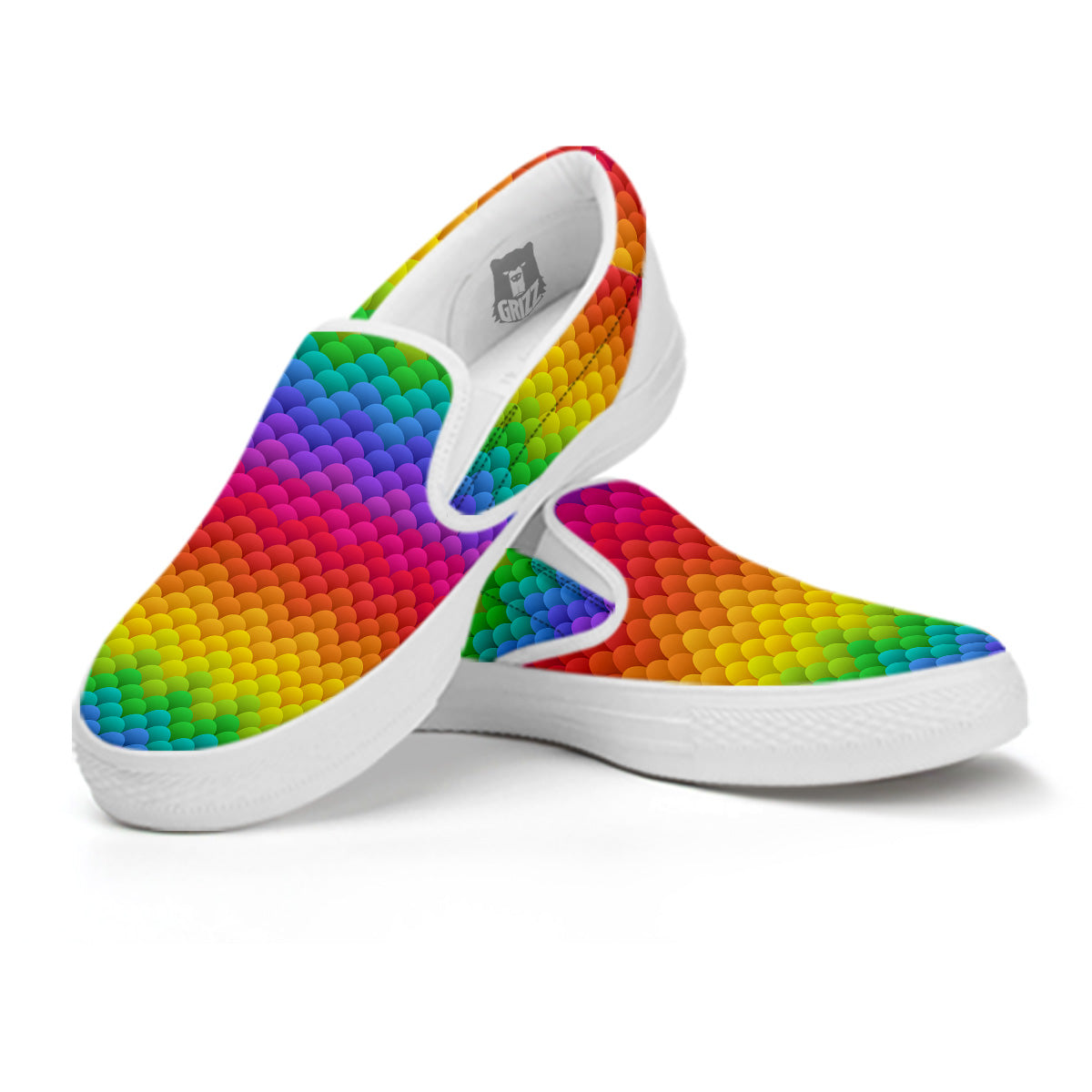 Rainbow Light Blobs Print Pattern White Slip On Shoes-grizzshop