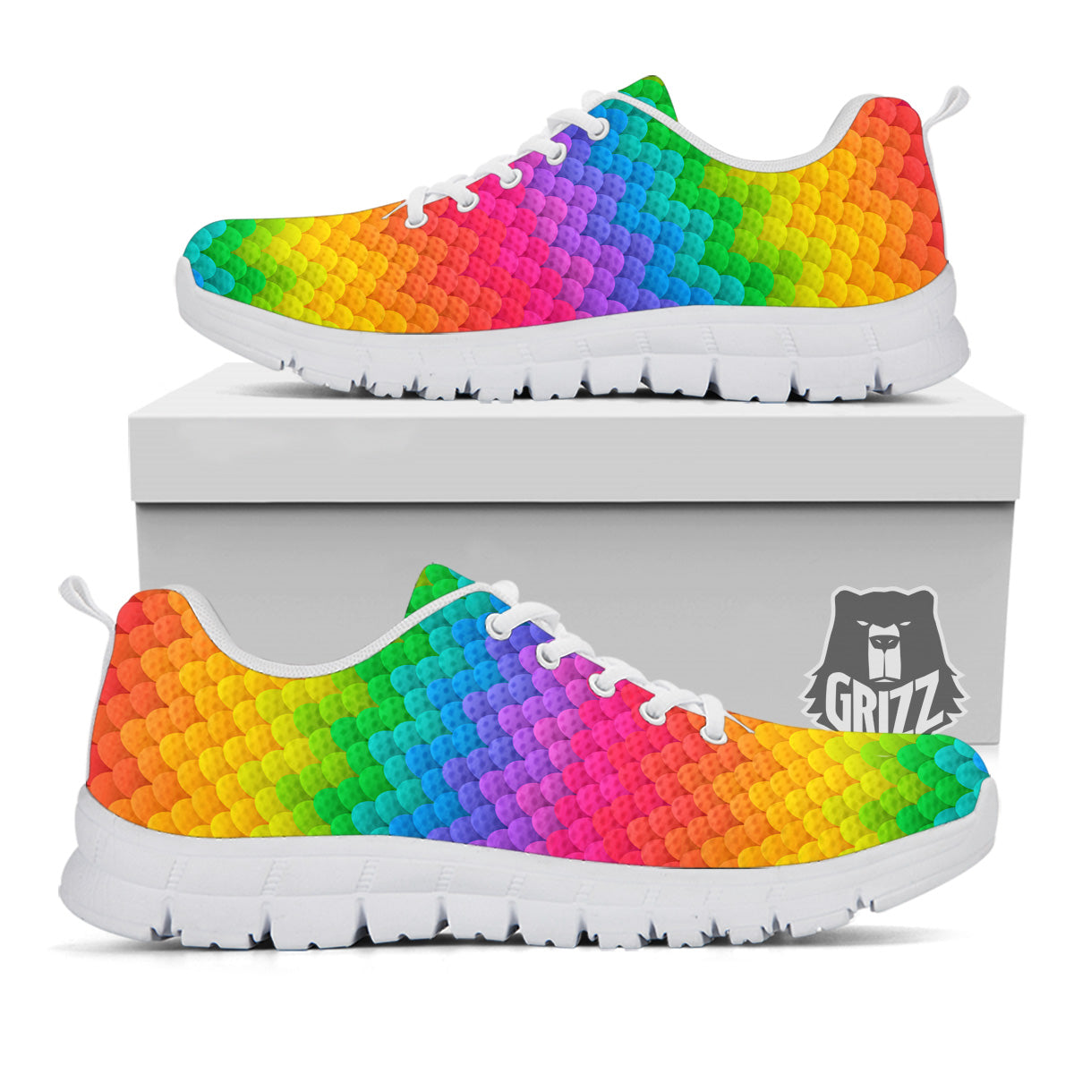 Rainbow Light Blobs Print Pattern White Sneaker-grizzshop