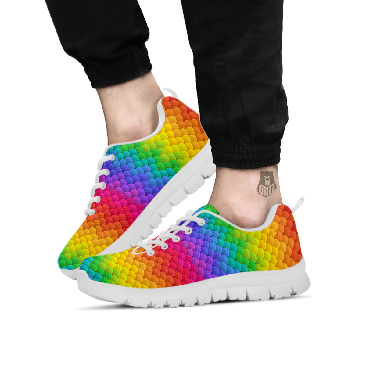 Rainbow Light Blobs Print Pattern White Sneaker-grizzshop