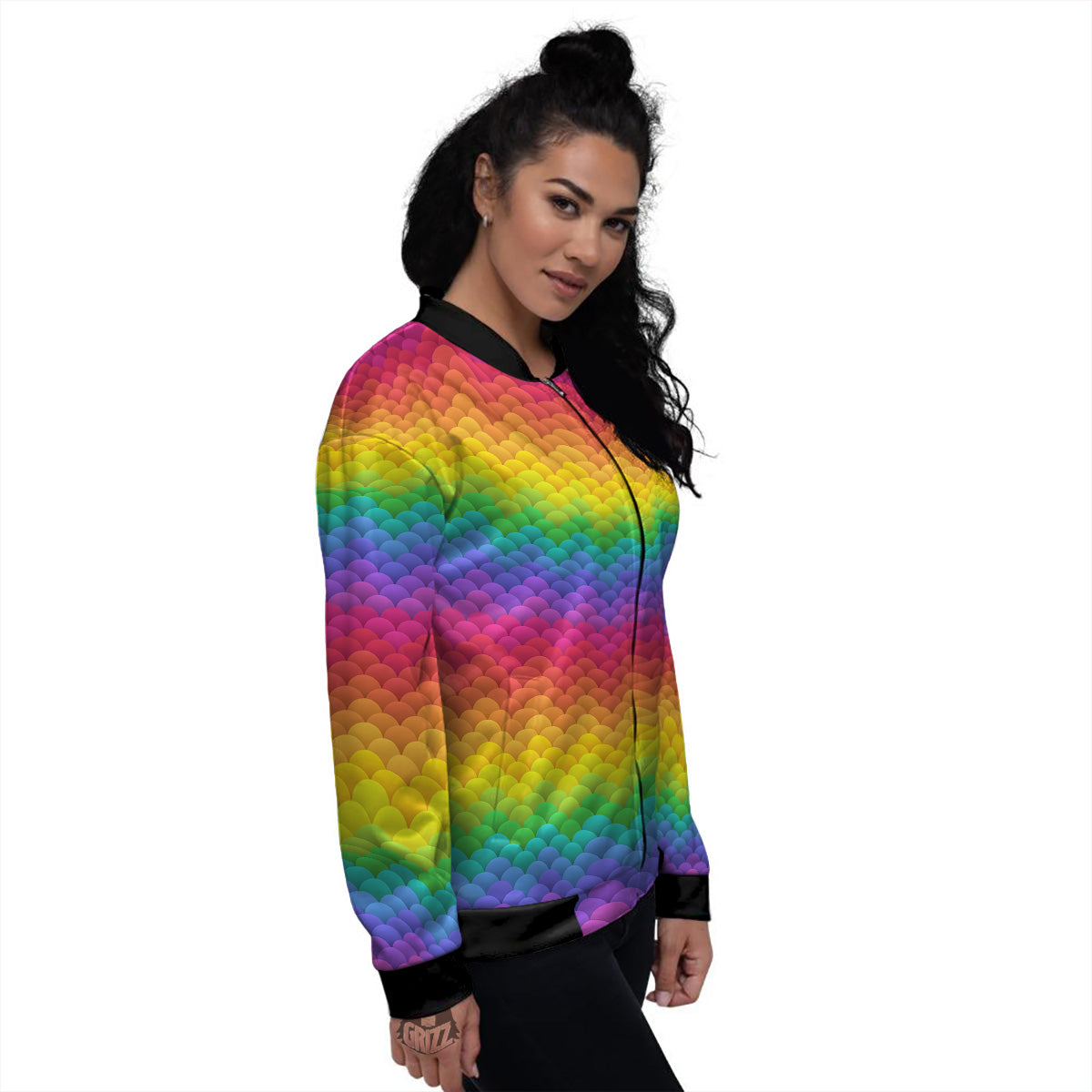 Rainbow Light Blobs Print Pattern Women's Bomber Jacket-grizzshop