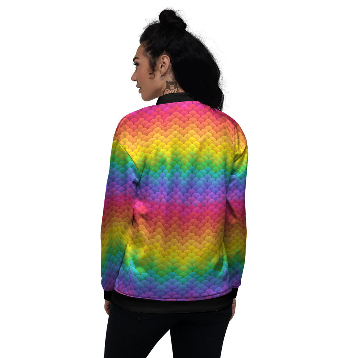 Rainbow Light Blobs Print Pattern Women's Bomber Jacket-grizzshop