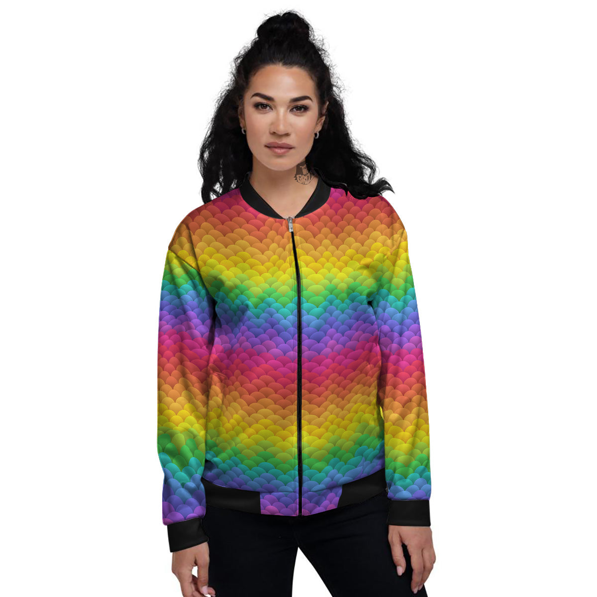 Rainbow Light Blobs Print Pattern Women's Bomber Jacket-grizzshop