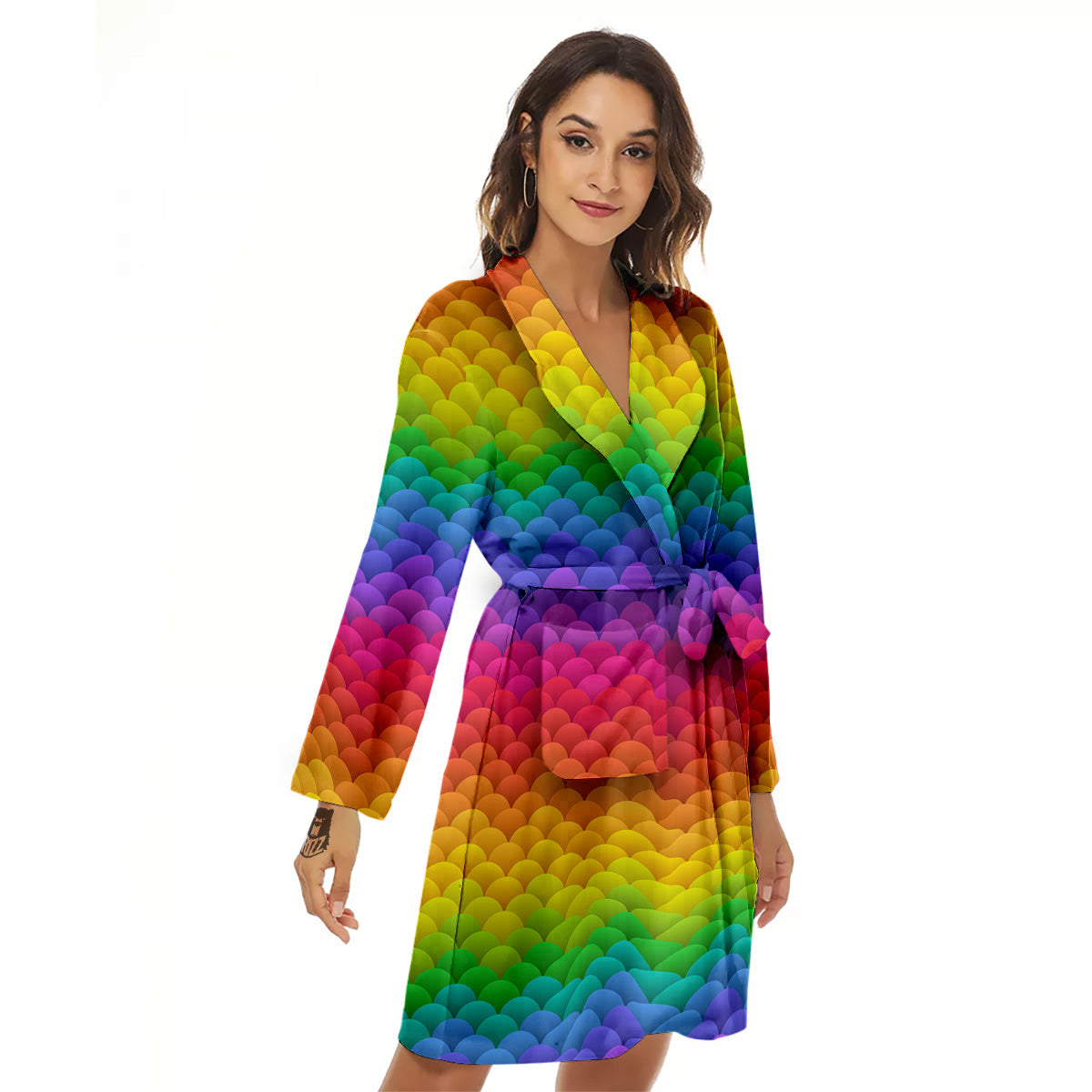 Rainbow Light Blobs Print Pattern Women's Robe-grizzshop