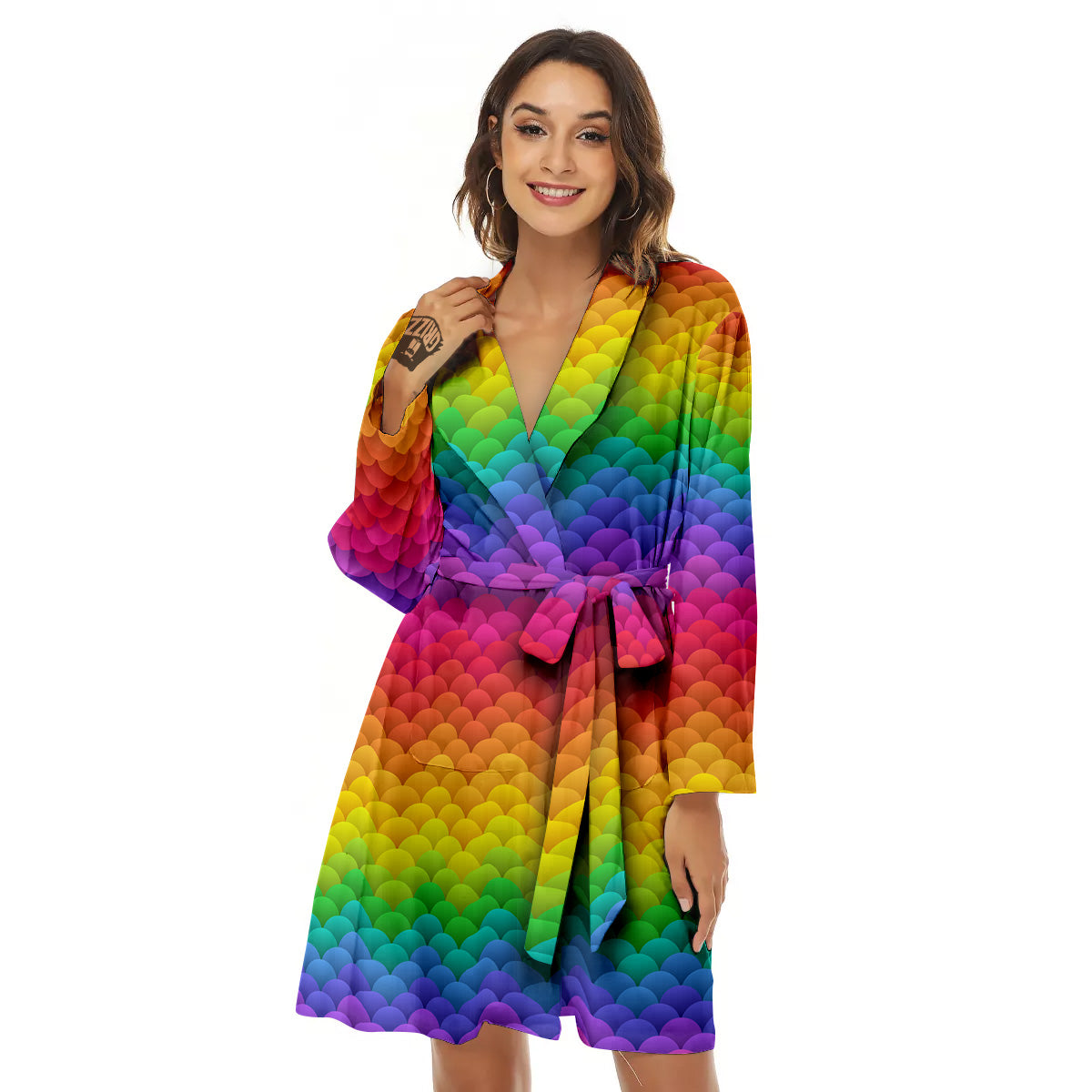 Rainbow Light Blobs Print Pattern Women's Robe-grizzshop