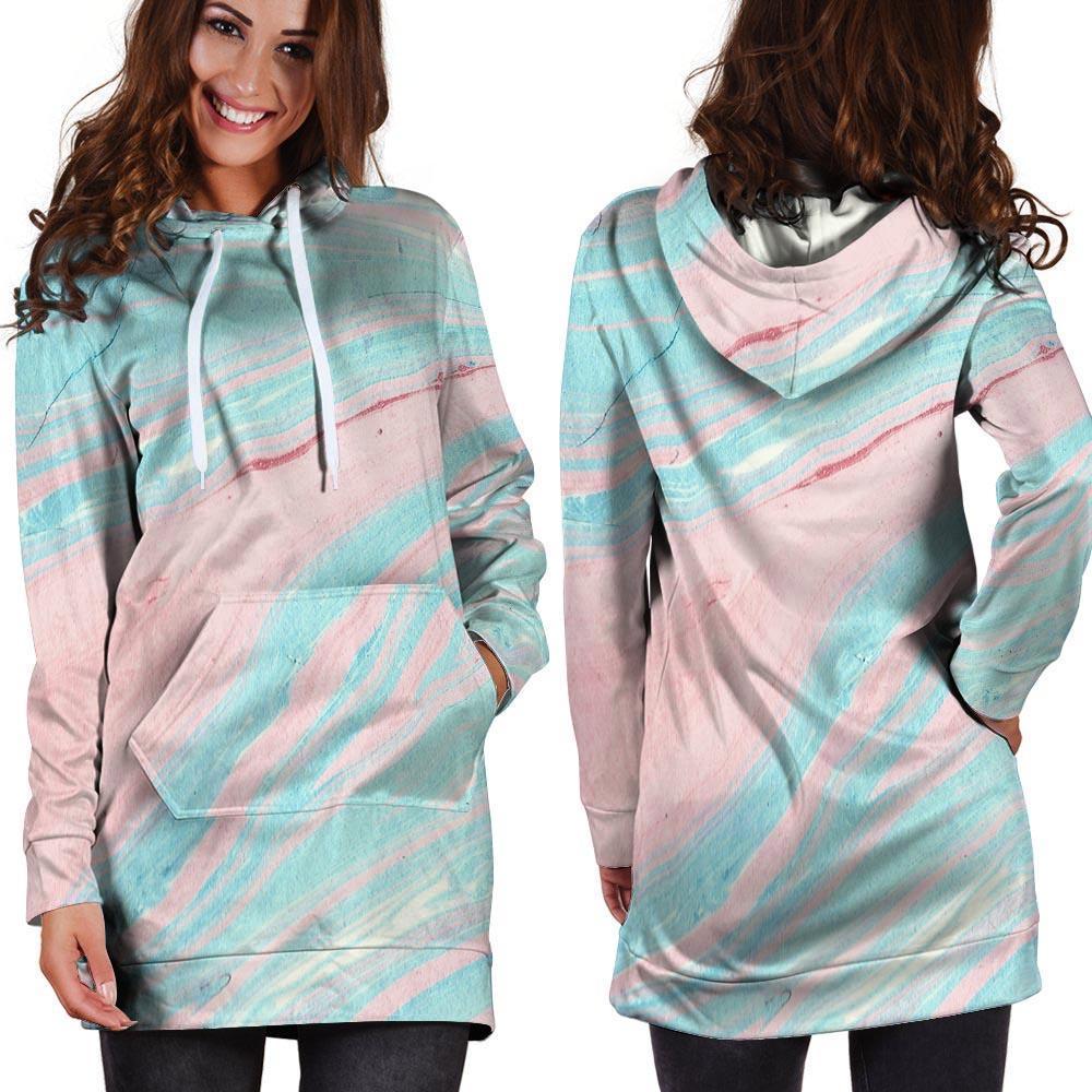 Rainbow Marble Hoodie Dress-grizzshop