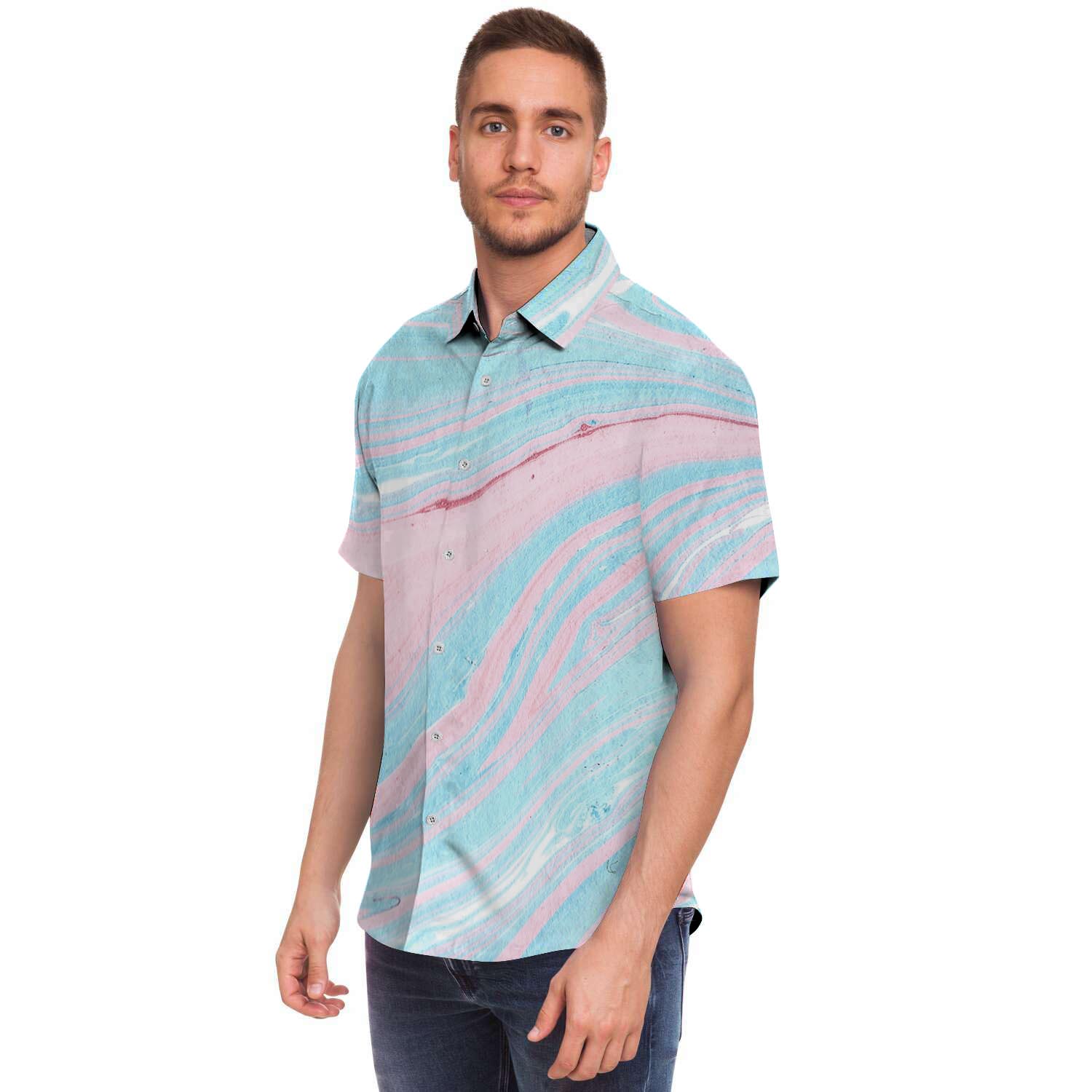 Rainbow Marble Men's Short Sleeve Shirt-grizzshop