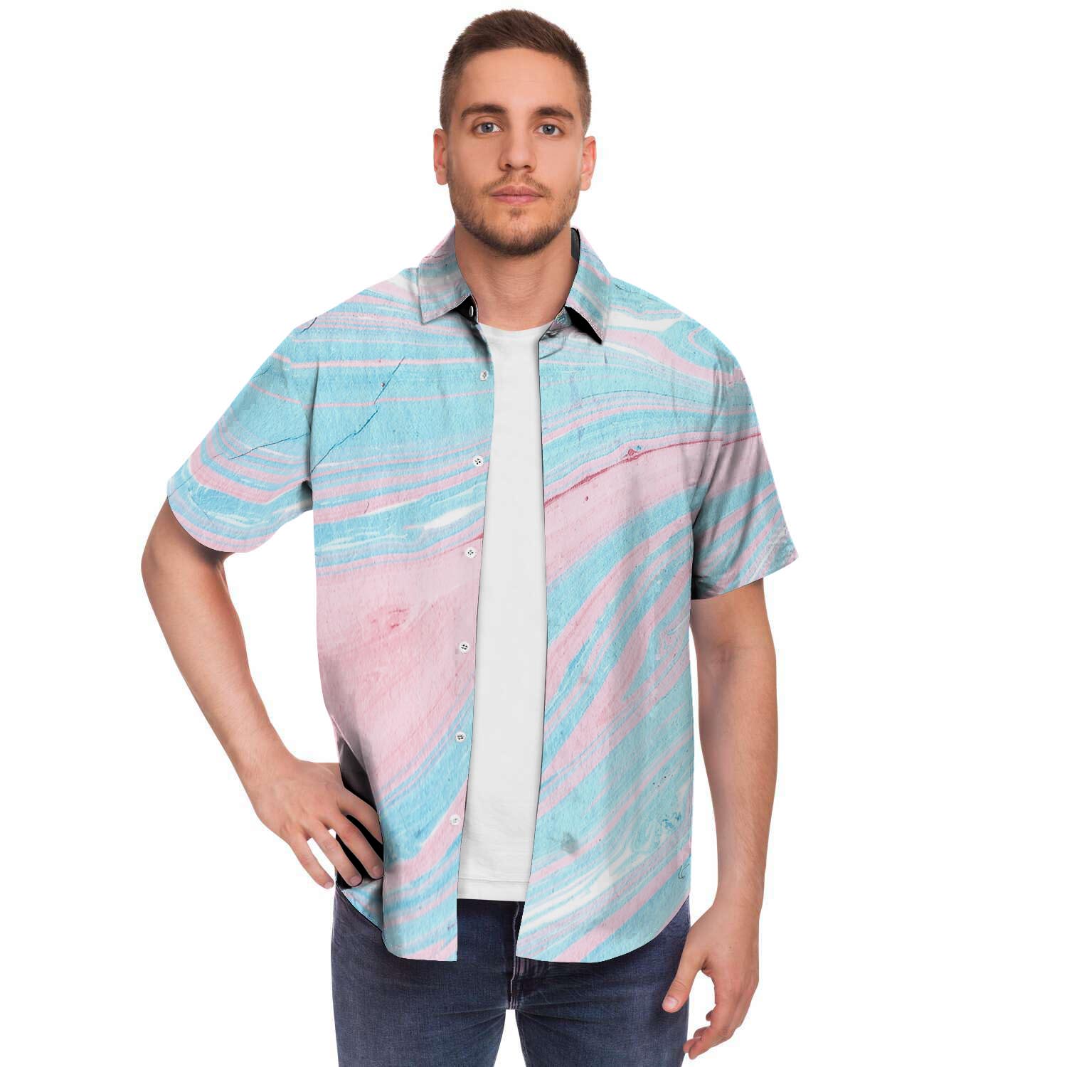 Rainbow Marble Men's Short Sleeve Shirt-grizzshop