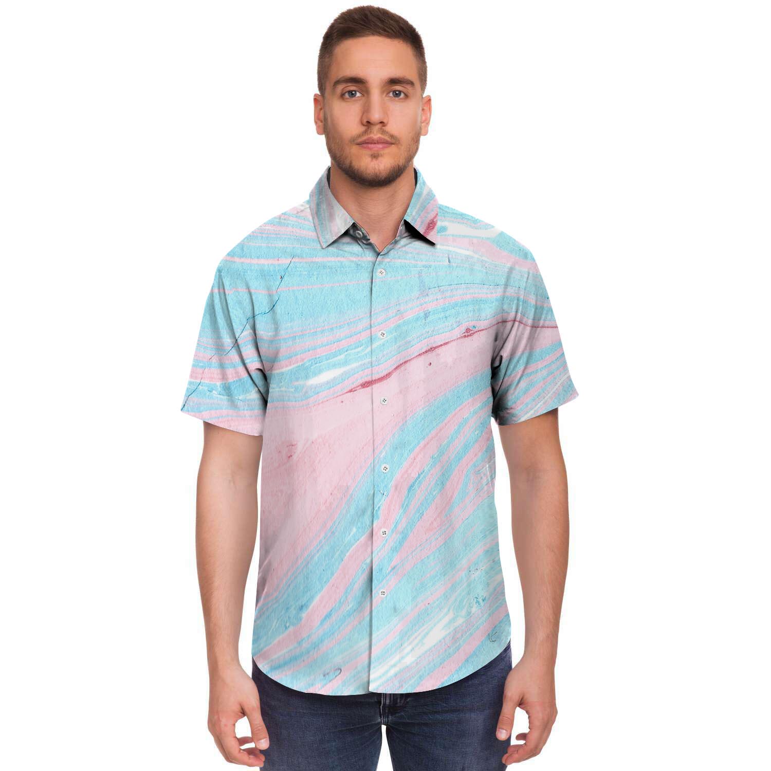 Rainbow Marble Men's Short Sleeve Shirt-grizzshop