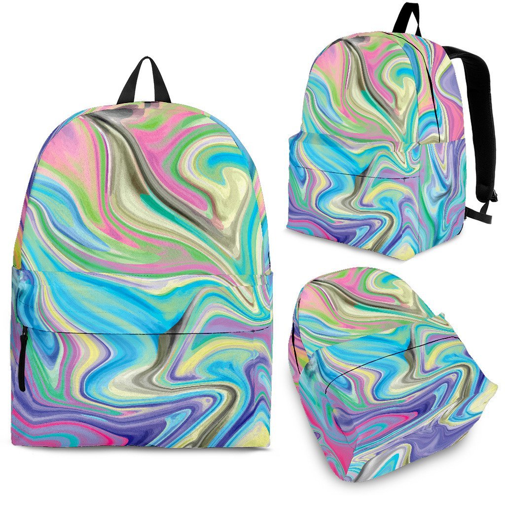 Rainbow Marble Pattern Print Backpack-grizzshop