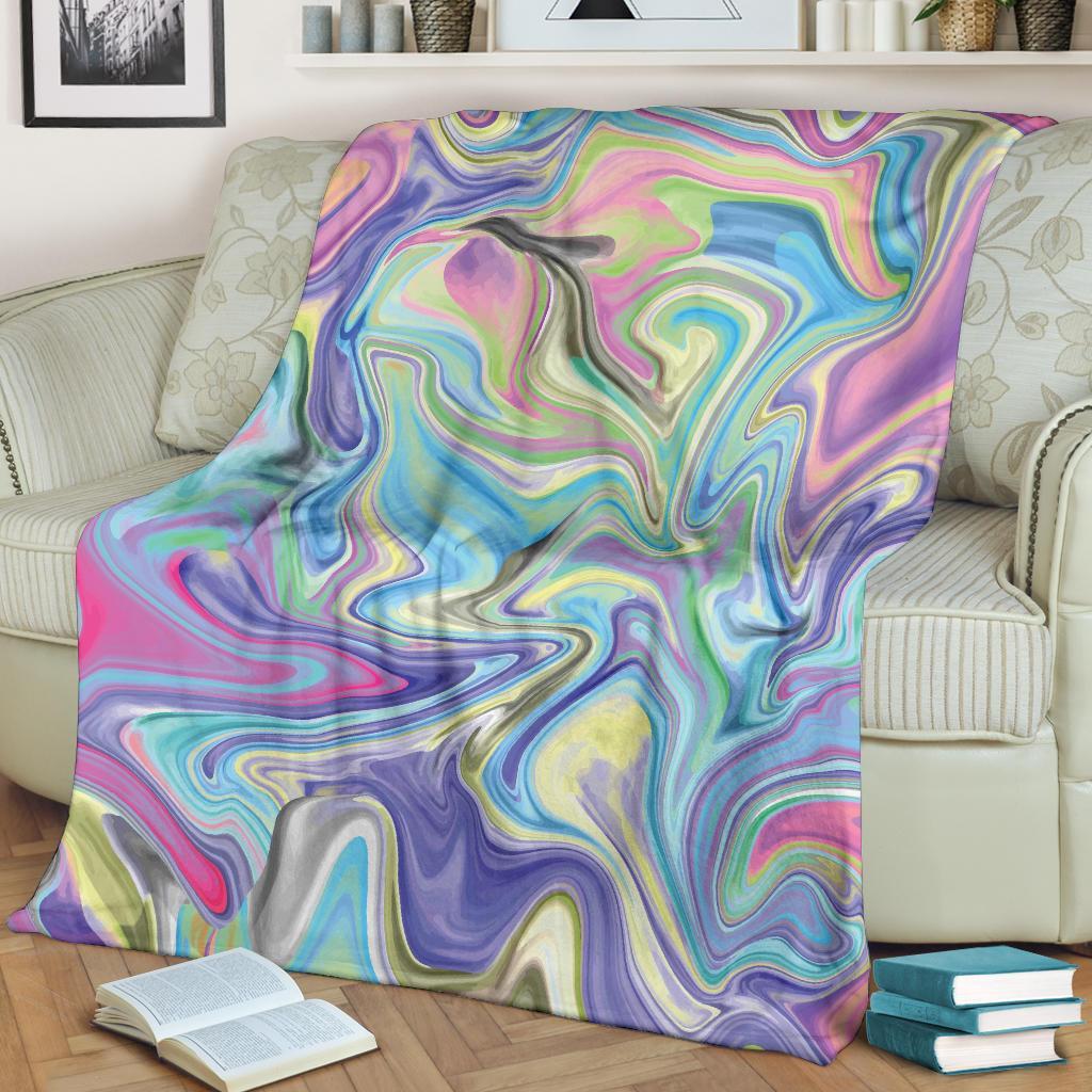 Rainbow Marble Pattern Print Blanket-grizzshop