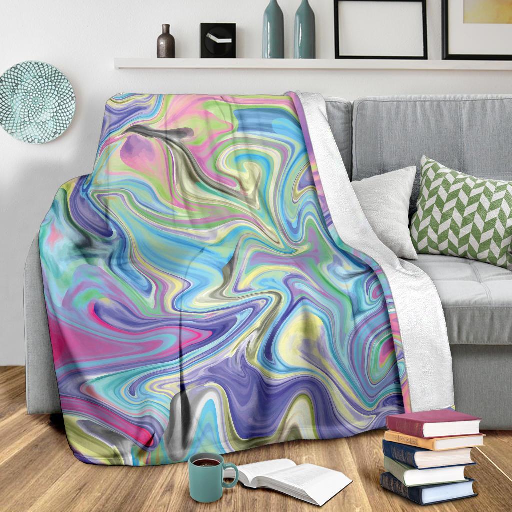 Rainbow Marble Pattern Print Blanket-grizzshop