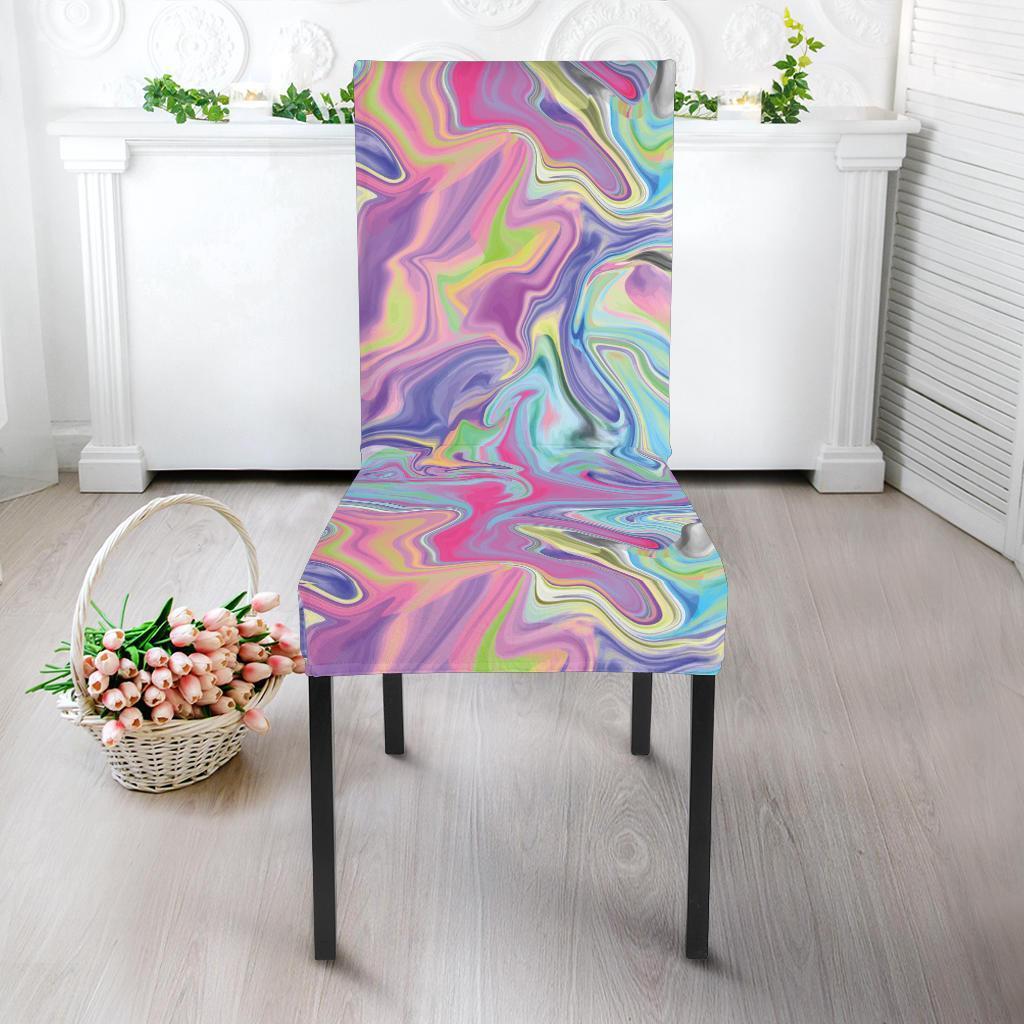 Rainbow Marble Pattern Print Chair Cover-grizzshop